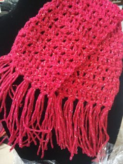 Glittery Crochet Christmas Scarf