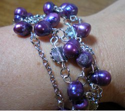 Purple Pearl Bracelet or Necklace