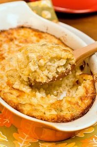 Corn and Cheese Pudding with Green Chilies