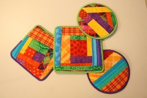 Colorful Log Cabin Quilt Coasters