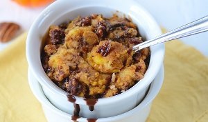 Chocolate Pumpkin Pecan Bread Pudding