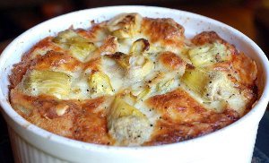 Artichoke Bread Pudding