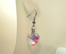 Wire-Wrapped Crystal Heart Earrings