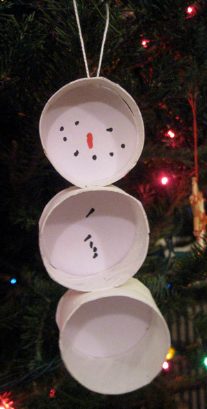 Paper Tube Snowman Ornament