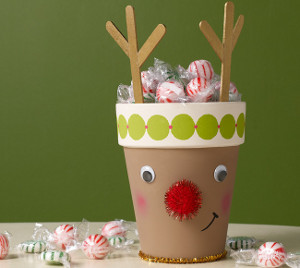 Glowing Rudolph Clay Pot