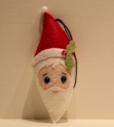Embroidered Santa Head Ornament