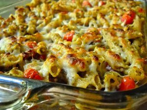 Bacon Pesto Pasta Bake