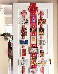 Red Ribbons Christmas Card Display