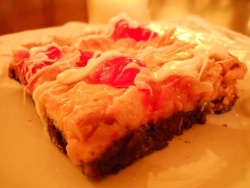 White Chocolate Cherry Brownie Brittle Bars