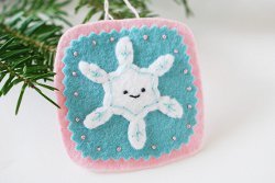 Stitched Smiling Snowflake Ornament