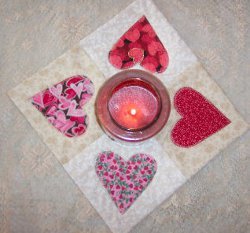 Heart Applique Quilted Candle Mat