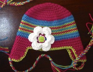 crochet newborn hat with ear flaps