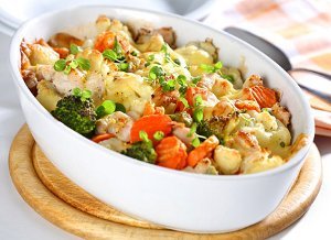 Roasted Potato and Veggie Alfredo Casserole