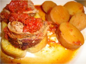 Spinach and Mozzarella Stuffed Steak and Potatoes