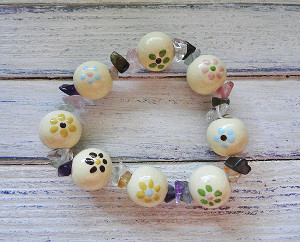 Flowered Wooden Beads Bracelet