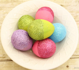 Glitter Dipped Easter Eggs
