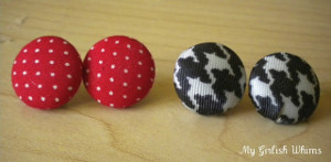 Fabric Covered Button Earrings