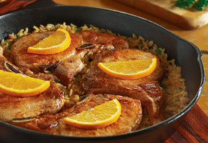 Orange Pork and Rice Skillet