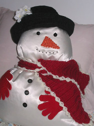 Satin Snowman Pillow