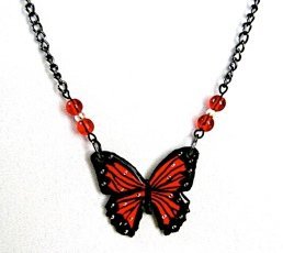 Glazed Paper Butterfly Necklace