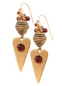Antique Gold and Garnet Heart Earrings