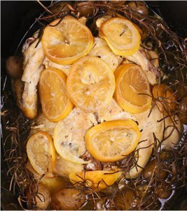 Slow Cooker Lemon, Garlic Chicken for Four