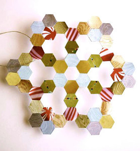 Hanging Hexagon Junk Mail Snowflake Hanging Hexagon Junk Mail Snowflake