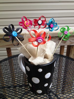 Ribbon and Button Flowers