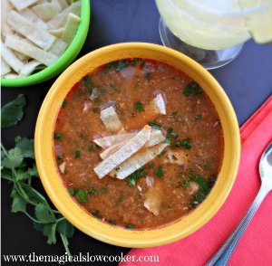 Skinny Slow Cooker Chicken Tortilla Soup