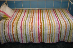 Ruffly Rainbow Strips Quilt