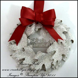 Silver Glitter Paper Holiday Wreath Ornament