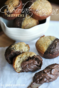 Side-By-Side Chocolate Banana Muffins
