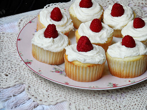 Raspberry Filled White Chocolate Buttercream Cupcakes