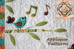 Songbird, Tree and Sun Applique Pattern