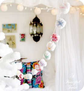 Colorful Cotton Ball Garland