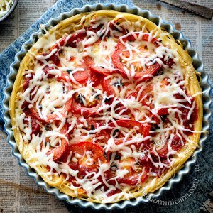 Spaghetti, Tomato, and 3 Cheese Pasta Pie