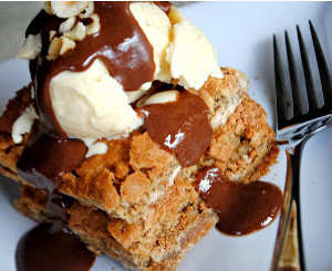 Hazelnut Blondies with Nutella Sauce