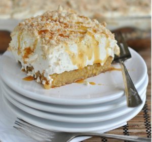 Banana Caramel Poke Cake