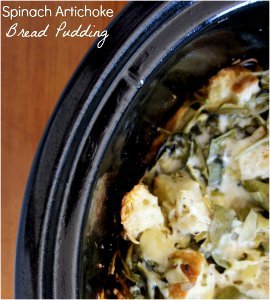 Spinach Artichoke Bread Pudding