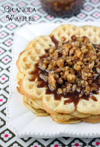 Granola Waffles with Butter Pecan Syrup
