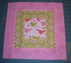 Feminine Pink and Green Quilt Block