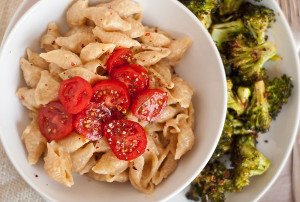 Whole Wheat Mac and Cheese with Roasted Broccoli