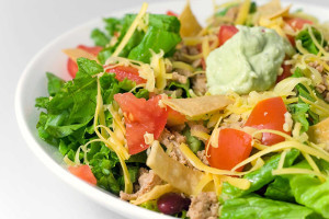 Easy Taco Salad with Spicy Avocado Dressing
