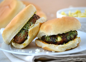 Fresh Feta and Basil Turkey Burgers