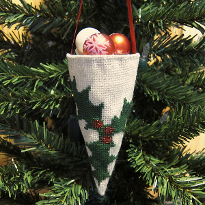 Cross Stitched Victorian Cone Ornament