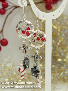 Wire Wrapped Christmas Candy Earrings