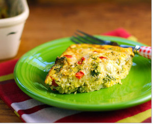 Egg and Cheese Casserole with Broccoli, Leeks, Bell Pepper and Feta