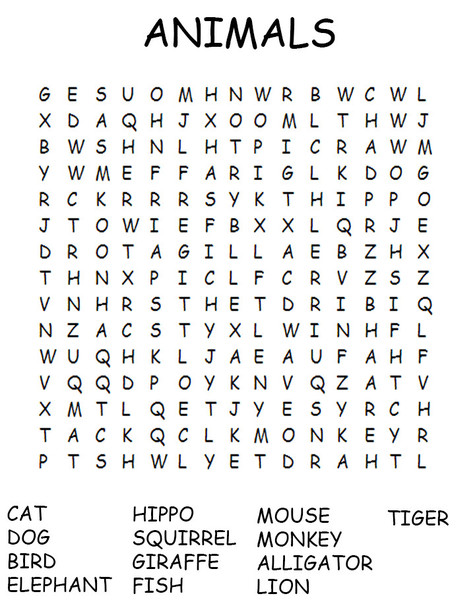 Zoo Animal Word Search Printable Zoo Animal Word Search Printable