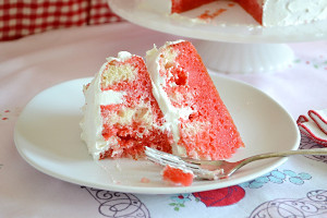 Retro Strawberry Jello Poke Cake