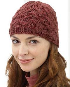 Burgundy Breeze Cable Knit Hat